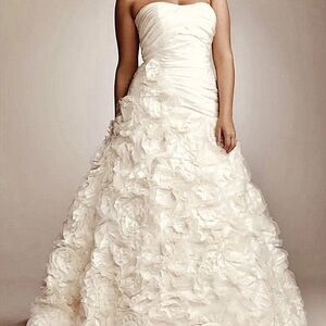SV415 Ivory Strapless Sweetheart Embellished Floral Applique Taffeta Bridal Gown